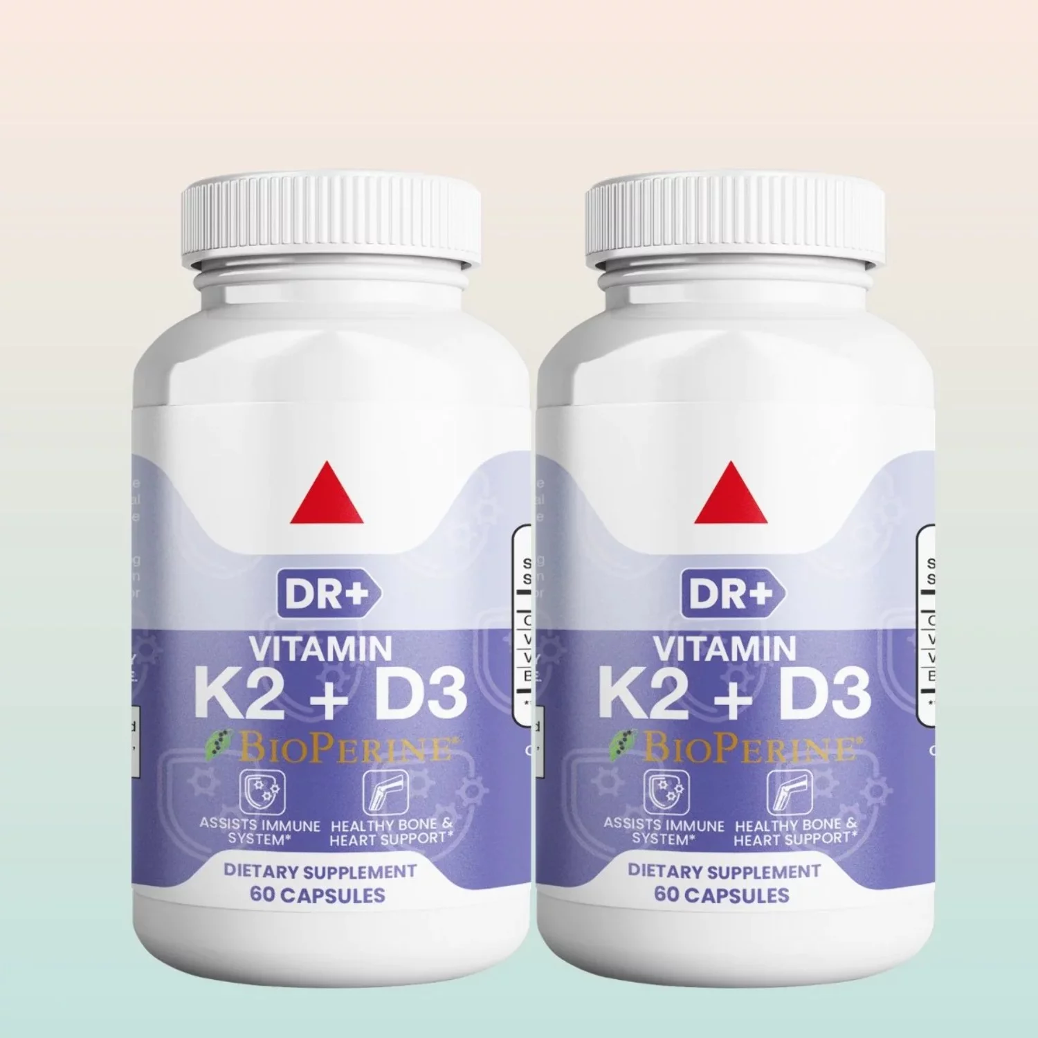 Vitamin K2 (MK7) with D3 5000 IU Supplement for Immune System | 2-Pack