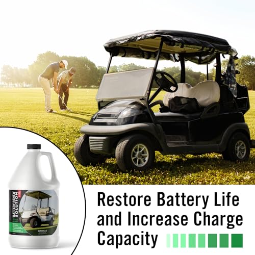 Battery Renew Solution For Golf Cart Batteries - 64 oz - Refurbish, Repair & Restore Any 6 Volt, 8 Volt or 12 Volt Lead Acid Battery - Made in USA - Non-Toxic Refill Solution