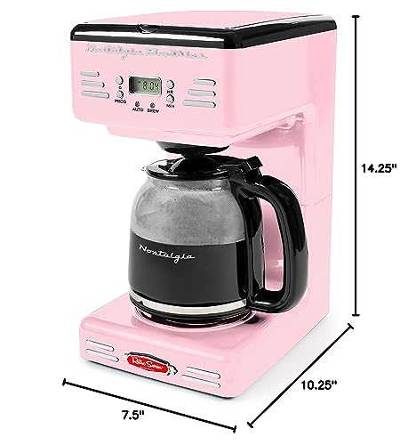 Nostalgia Retro 12-Cup Programmable Coffee Maker With LED Display, Automatic Shut-Off & Keep Warm, Pause-And-Serve Function, Aqua