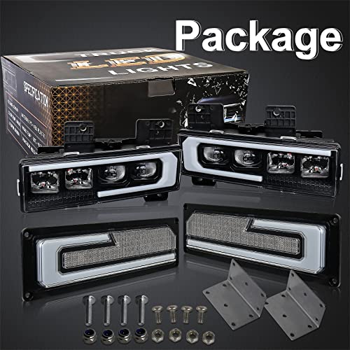 LED Headlight Assembly 500% Bright Anti-glare Headlights with Welcome DRL Turn Signal Compatible with 1988-1998 Chevy GMC C/K 1500 2500 3500 Suburban Silverado Tahoe Yukon