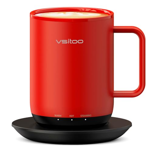 Vsitoo S3 Plus 14oz Heated Coffee Mug - Temperature Control Smart Mug with Mug Warmer, Auto-Sensing AI Heats Drinks to 120-150°F Hands-Free.Ideal for Home/Office/Gifts，Black