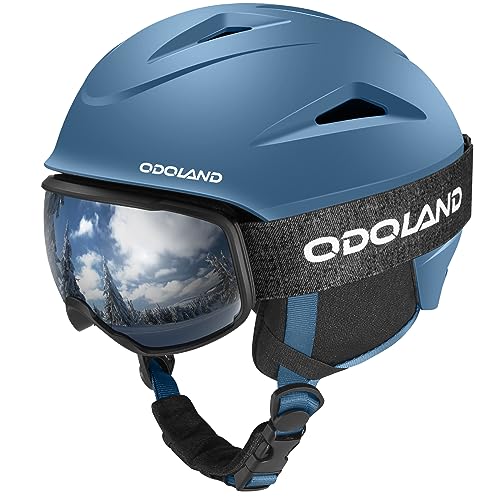 Odoland Snowboard Helmet, Ski Helmet with Ski Goggles for Adults, Durable PC Shell & EPS Foam, Safety Snow Helmets Goggles for Men Women Youth