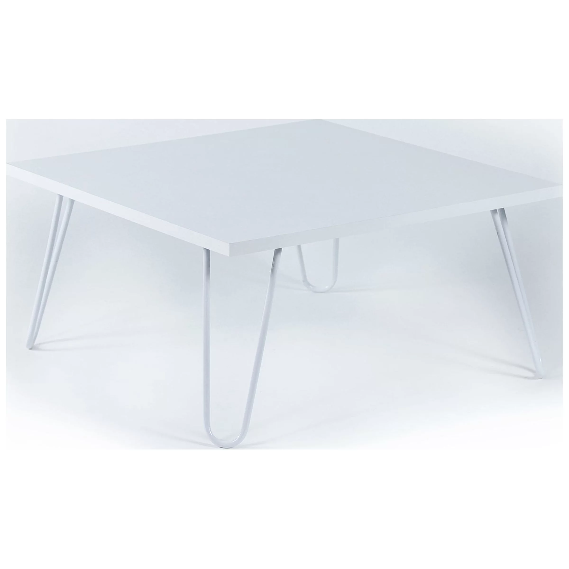 Illu wood base with metal legs coffee table, Easy to assemble, White