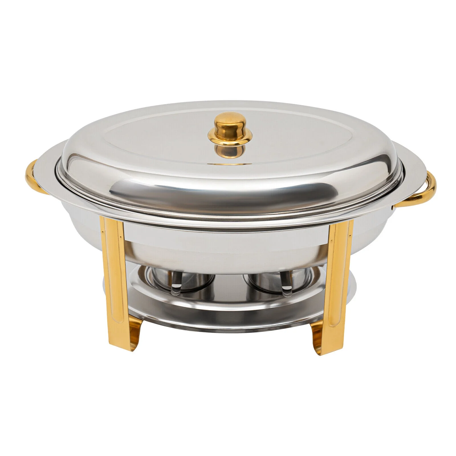 5.5L Stainless Steel Chafing Dish Buffet Set Oval Round Chafer BBQ Party W/ Lid