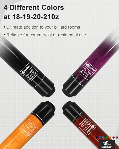 Pool Sticks Set of 4, Pool Cues 18 19 20 21 Oz in 4, 2-Piece House Bar Billiard Cue Stick with 3D Grip, 58