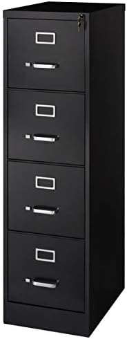 Realspace 22ind Vertical 4-Drawer File Cabinet, Metal, Black