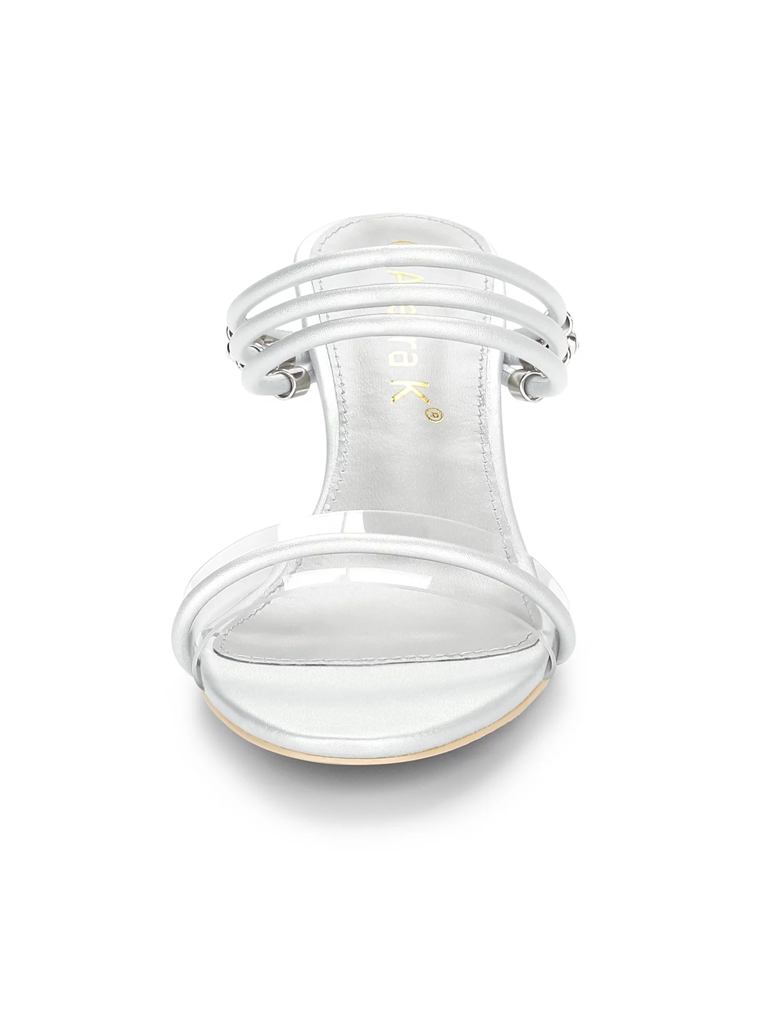 Allegra K Women's Slip on Clear Glass Heel Wedge Sandals