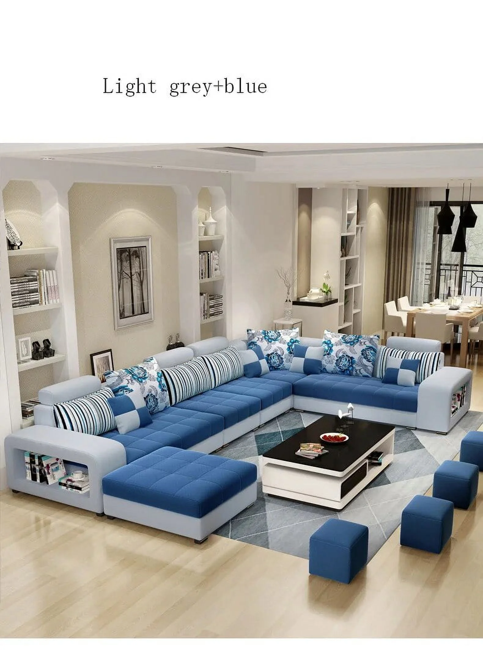 Living Room Furniture Modern Fabric Sofa European Sectional  Set 1909