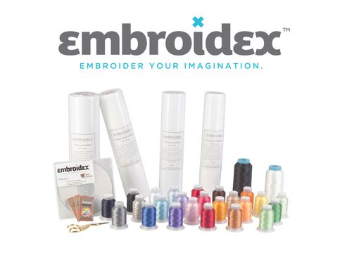 Embroidex Embroidery Machine Starter Kit - Everything Needed to Do Machine Embroidery Thread, Stabilizer, Bobbin Needles Etc Plus Bonus Embroidery Designs and Instructional CD