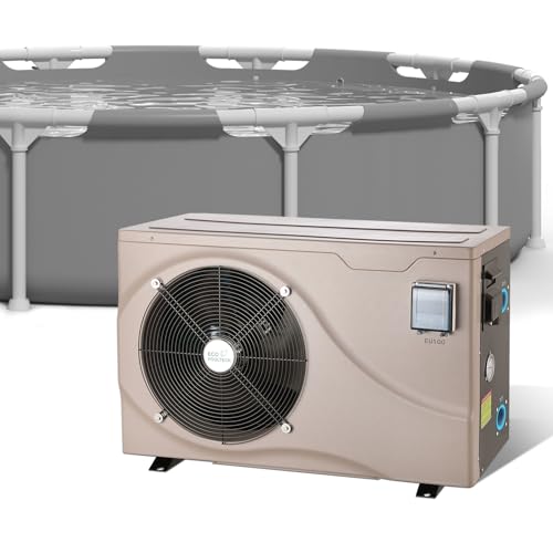 Above Ground Pool Heater EU50, Max 16184BTU Up to 5000gallons Electric Swimming Pool Heat Pumps, Titanium Heat Exchanger, 5.62 COP, 110V/120V, Fits 8/11/15 Foot Pools Heating Pool Warmer