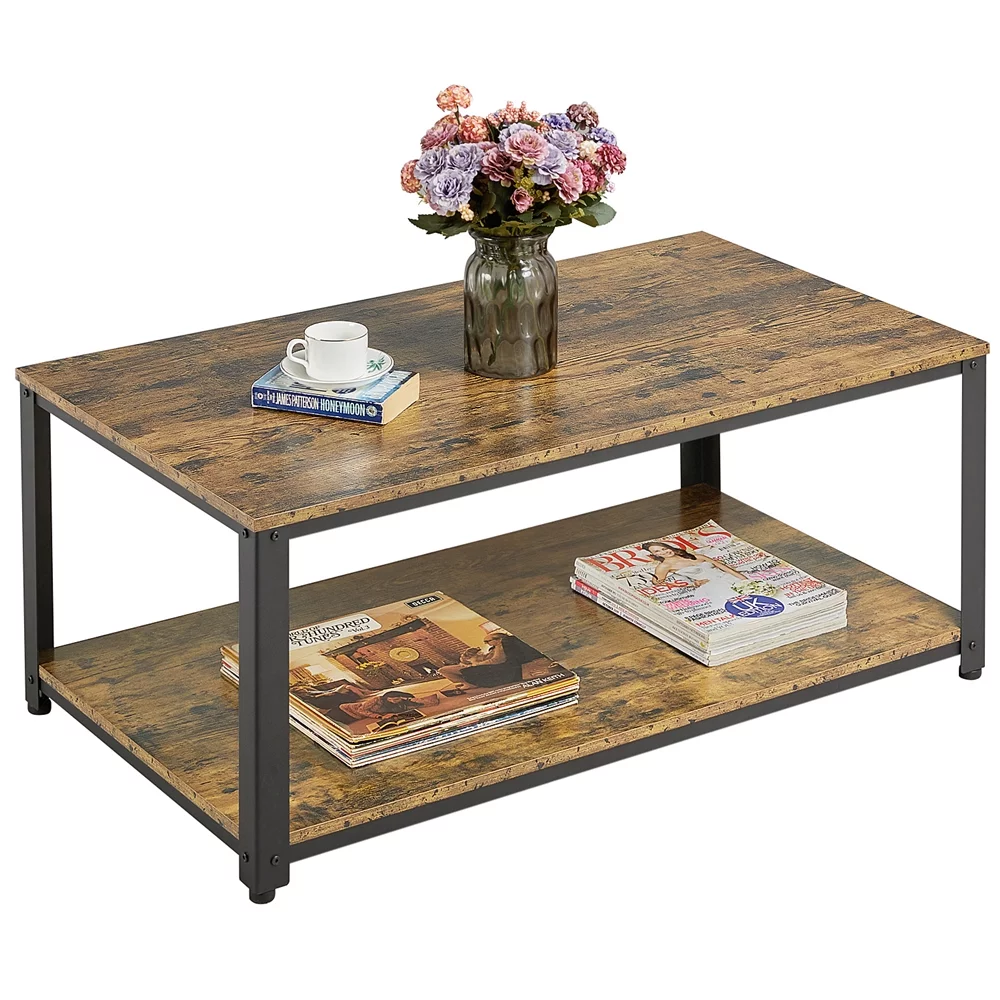 SmileMart Coffee Table with Storage Shelf for Living Room