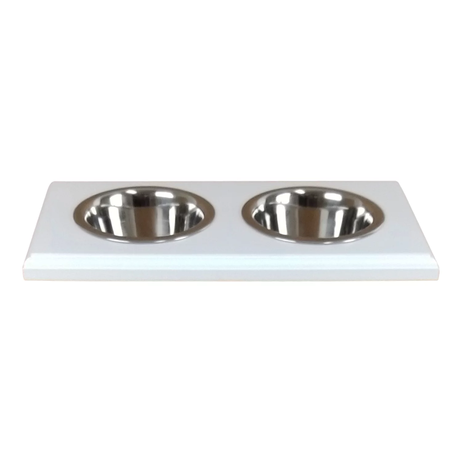 Cronus Quart Two Bowl White Enamel Pet Food Holder