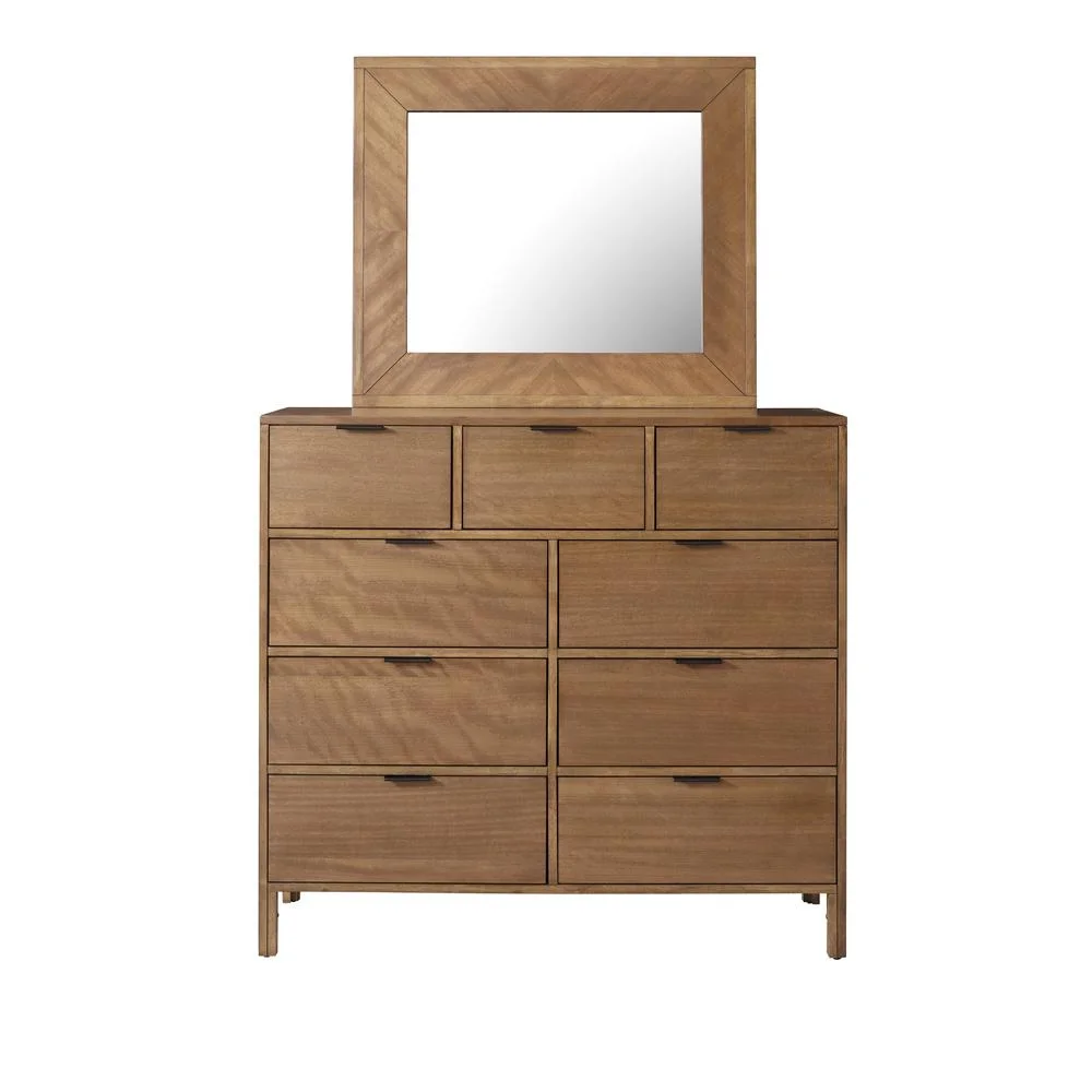 Progressive Furniture Strategy 9 Wood Drawer Dresser and Mirror in Jute Tan
