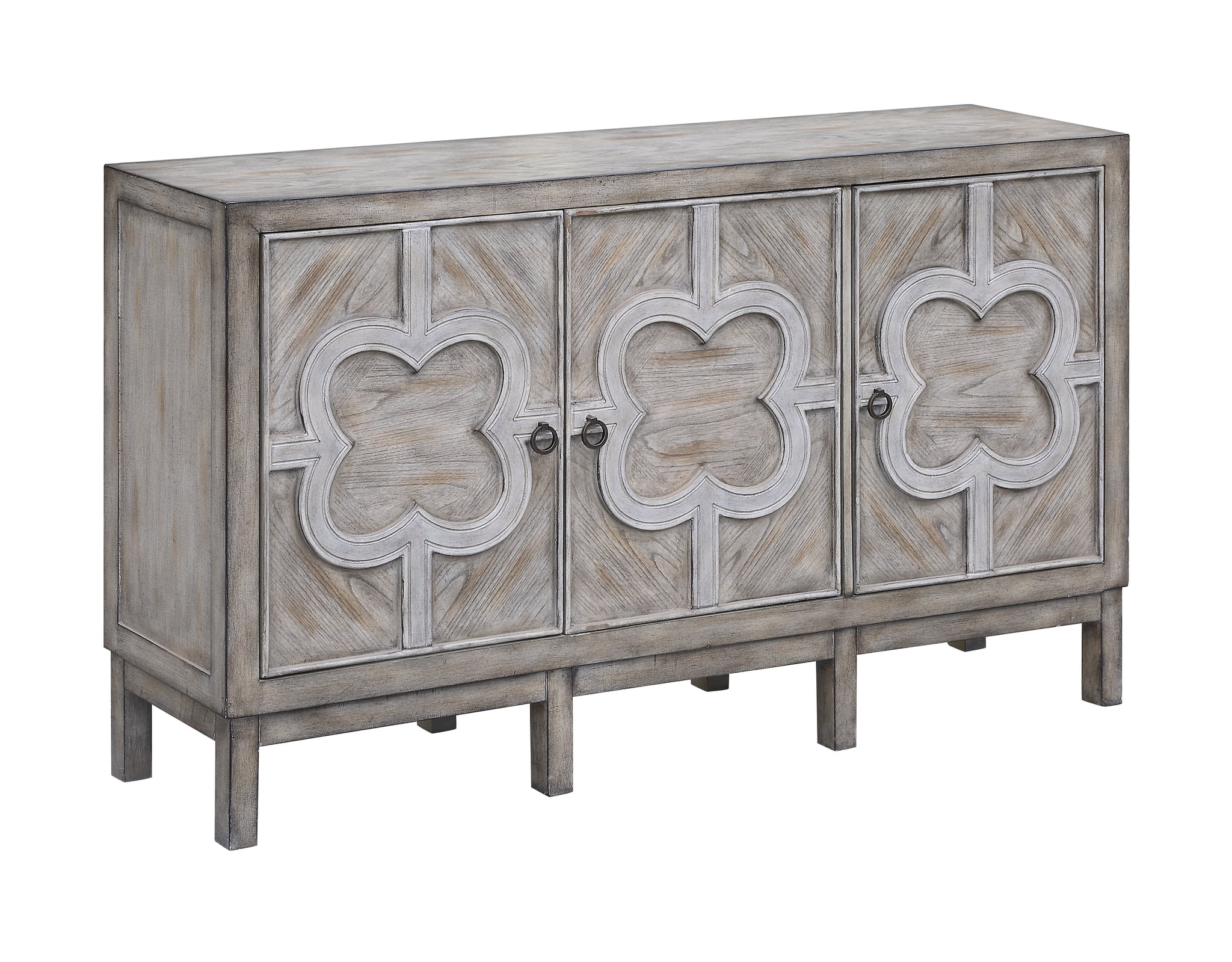 Buckingham 3 Door Grey Wash Veneer with White Fretwork Overlay