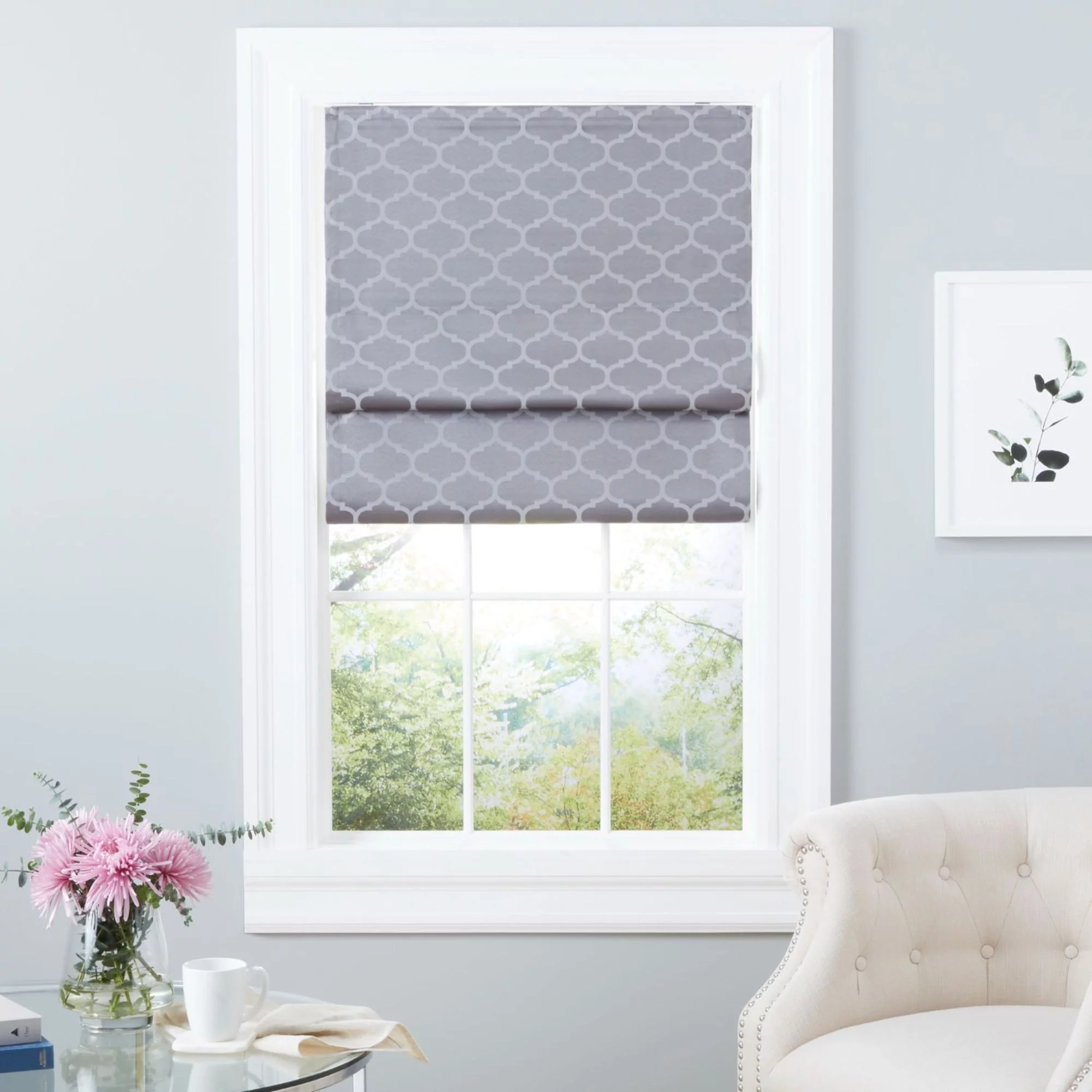 Exclusive Home Montague Trellis Total Blackout Roman Shade, 34