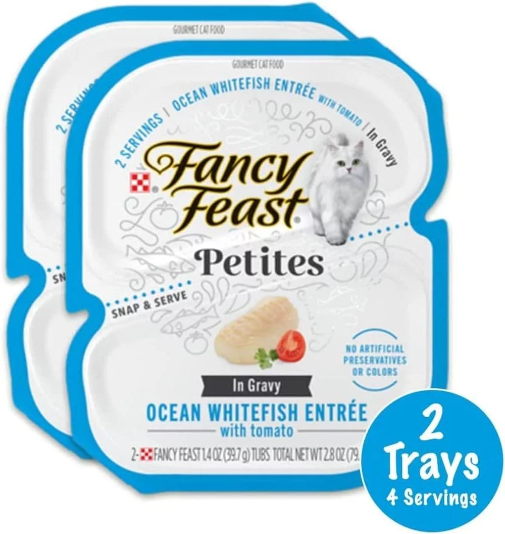 Fancy Feast Petites in Gravy Wet Cat Food Chicken Turkey Beef Salmon and Whitefish Variety Pack 20 Servings