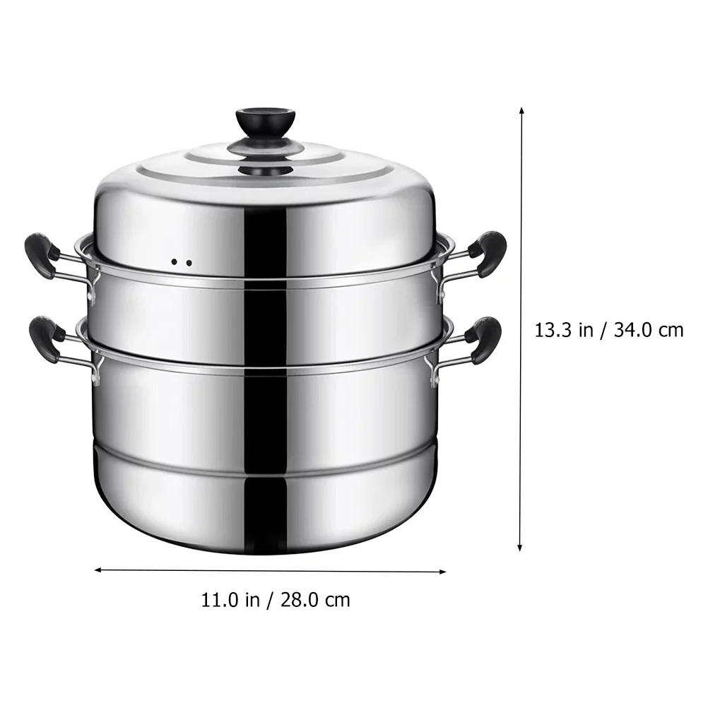 1pc Stainless Steel Three Layers Steamer Pot Stockpot Steaming Pot for Home Use