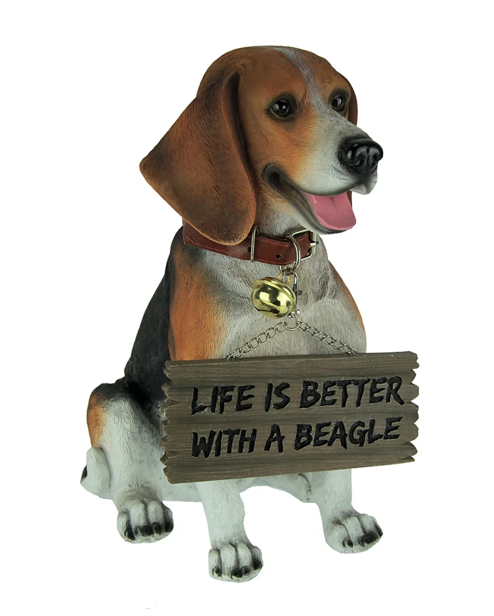 12 inch Buddy the Beagle Dog Realistic Lifelike Statue with Reversible Sign