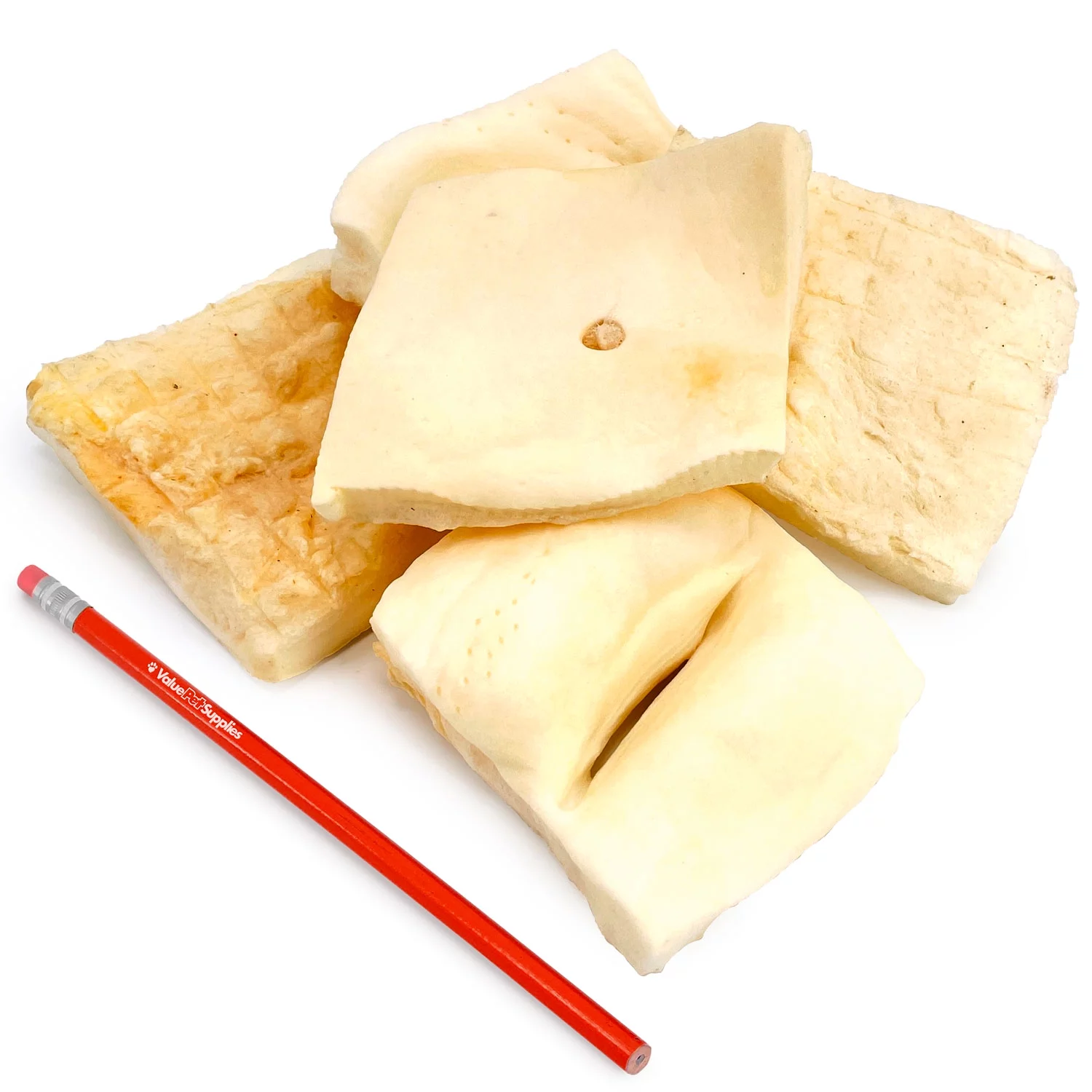 NEW- ValueBull Beef Cheek Chips for Dogs, 4x4 Inch, Natural, 25 Count BULK PACK