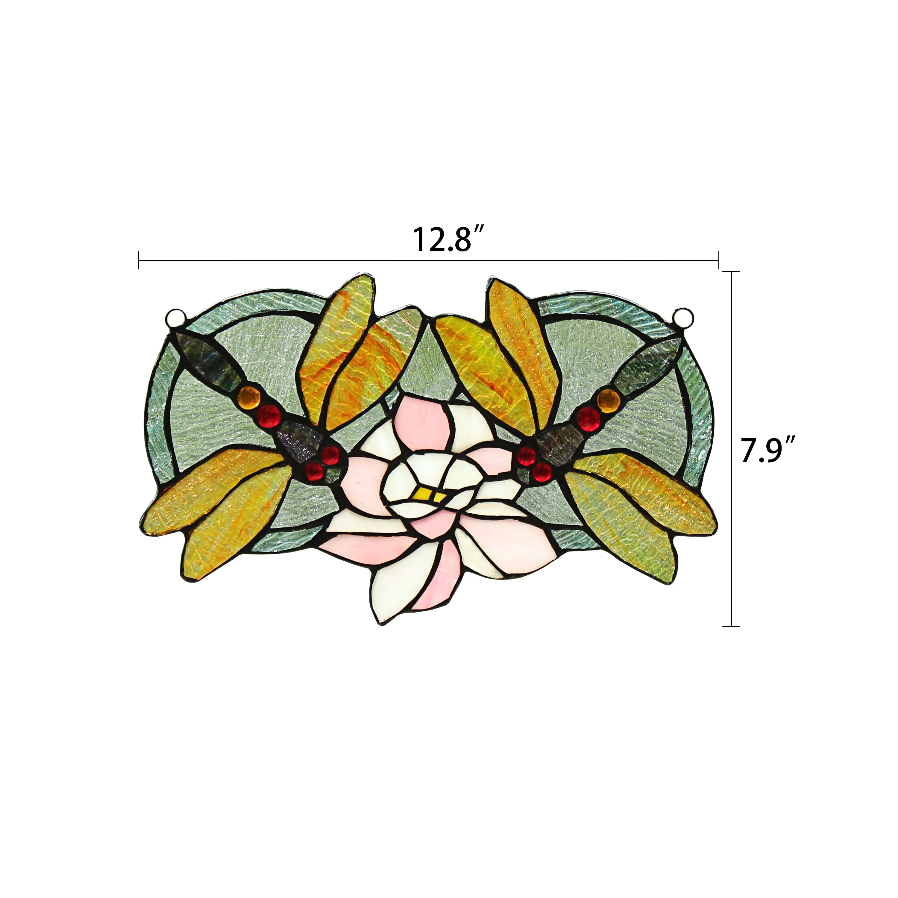 RADIANCE Goods Tiffany-Glass Dragonfly Window Panel 13x22