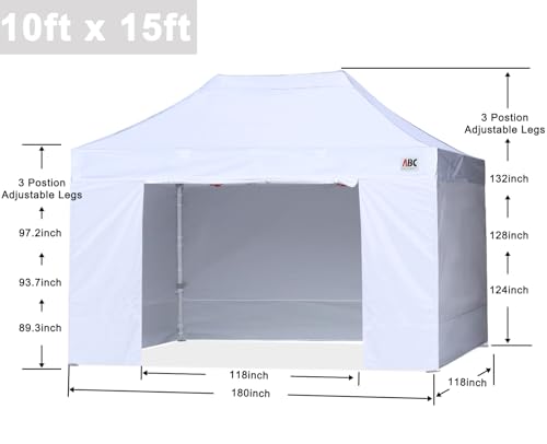 ABCCANOPY Easy Pop Up Canopy Tent with Sidewalls 10x10 Commercial -Series, White
