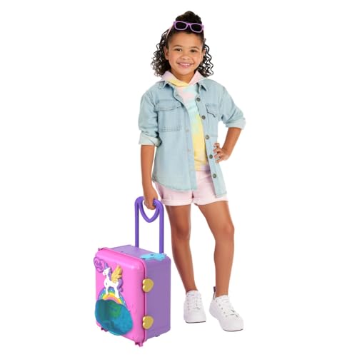 Polly Pocket Pollyville Playset, Resort Rollaway Suitcase, Large Travel Toy with 4 Dolls, Car, 25+ Accessories & Storage