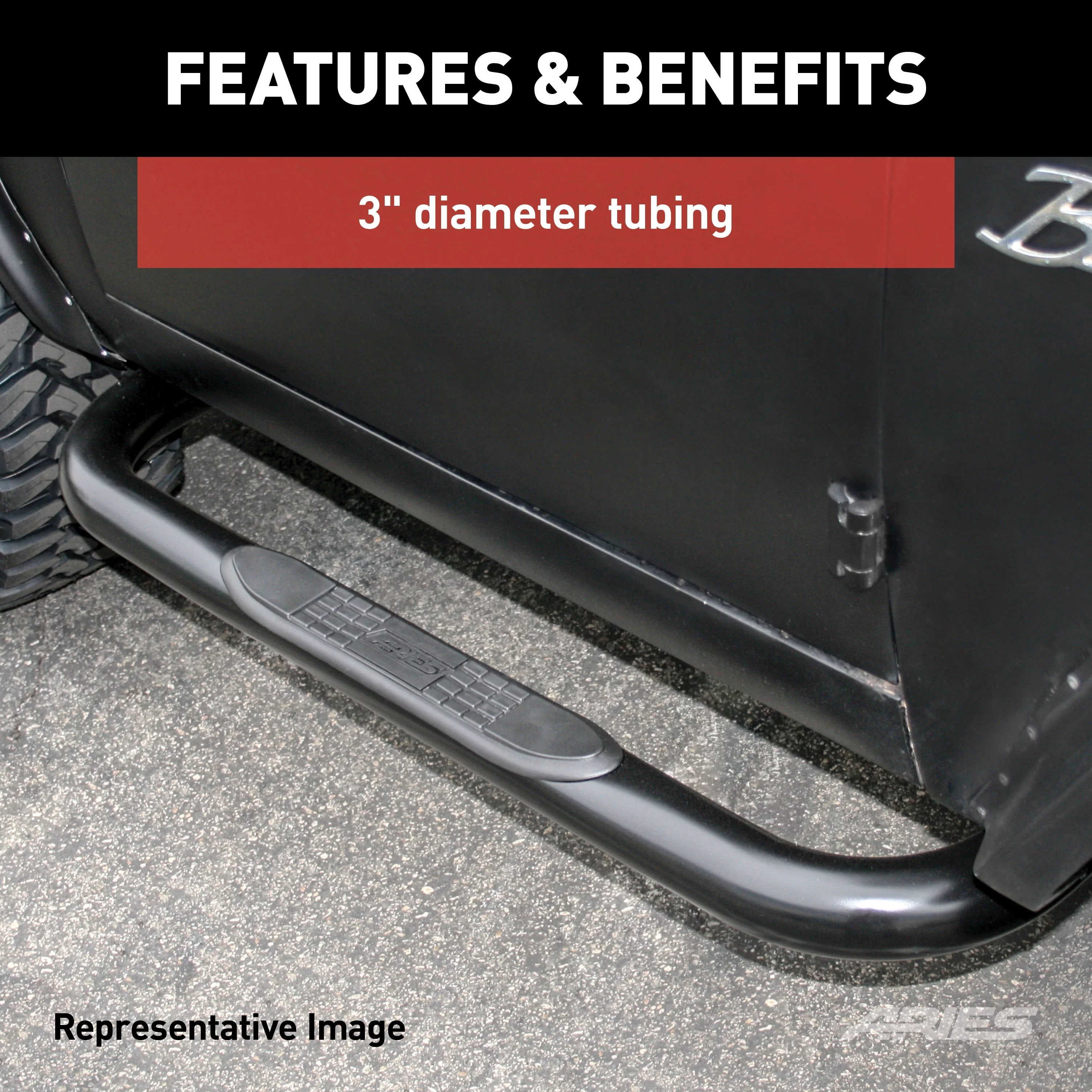 ARIES 205039 3-Inch Round Black Steel Nerf Bars, No-Drill, Select Dodge, Ram 1500, 2500, 3500 Fits select: 2019-2022 RAM 1500 CLASSIC, 2023 RAM 2500 TRADESMAN