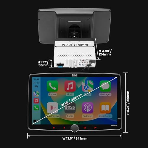 BOSS Audio Systems BVCP9700A-FL Single DIN Car Stereo Wireless Apple CarPlay, Android Auto, 7 Inch Touchscreen, Bluetooth, AM/FM Radio Receiver