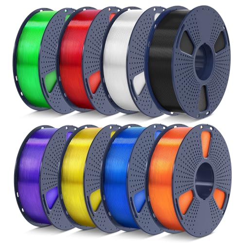 SUNLU 250g PLA Filament 1.75mm Bundle,3D Printer Filament Bundle Multicolor, Neatly Wound PLA Filament, Individually Vacuum Packed,250g Spool,8 Rolls,Black+White+Grey+Transparent+Red+Blue+Orange+Green
