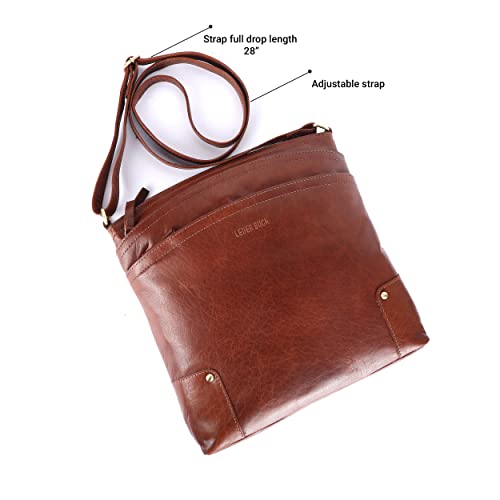 Terry Large Soft Real Leather Womens Crossbody Handbags and Purses-Triple Zip Premium Sling Crossover Shoulder Bag