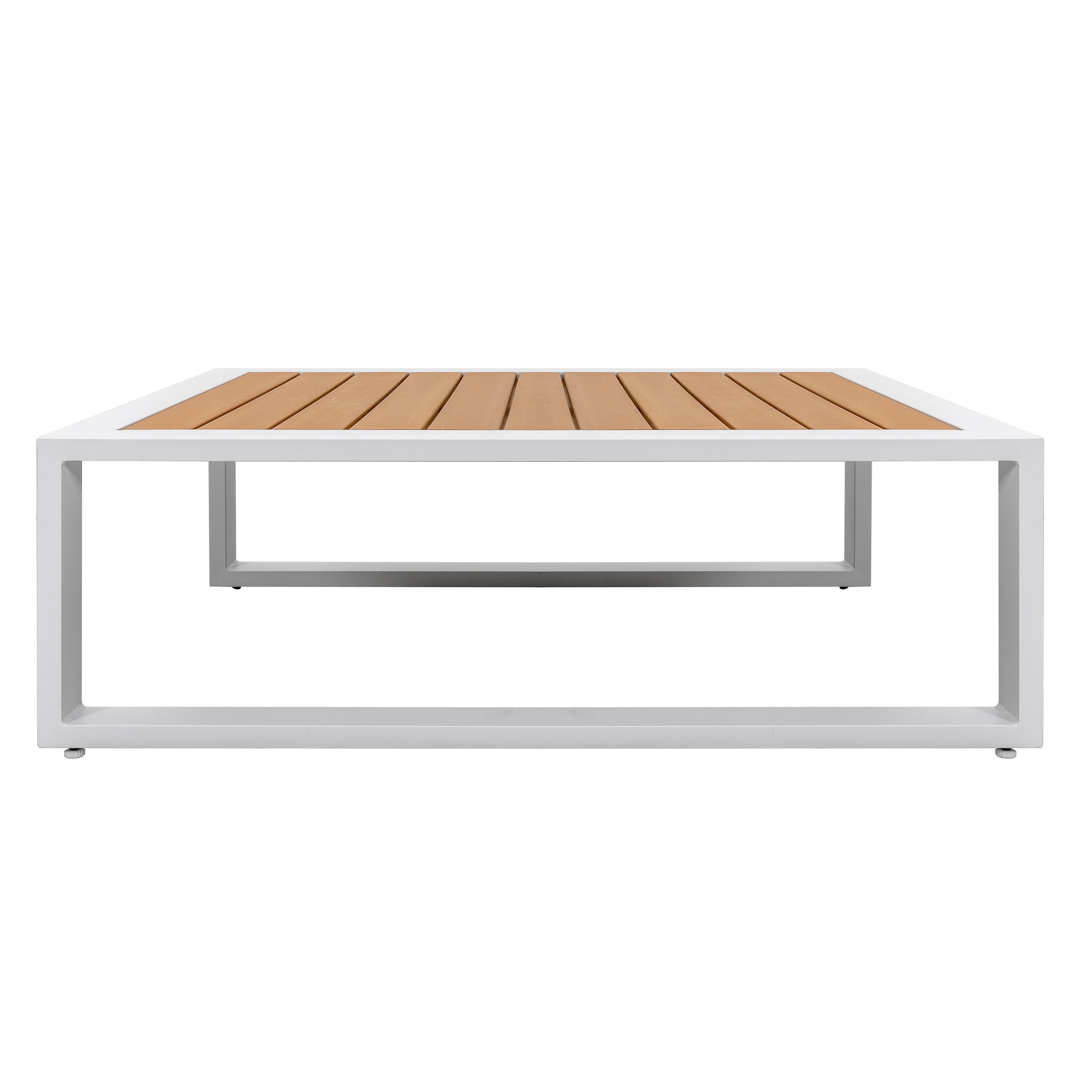 Nuu Garden Outdoor Rectangle Coffee Table, All-aluminum Frame, Imitation Wood Tabletop