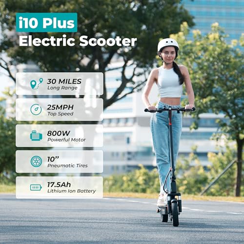 iScooter Electric Scooter for Adults,50/30 Miles Range, 28 MPH Top Speed, 800/750W Motor, 10