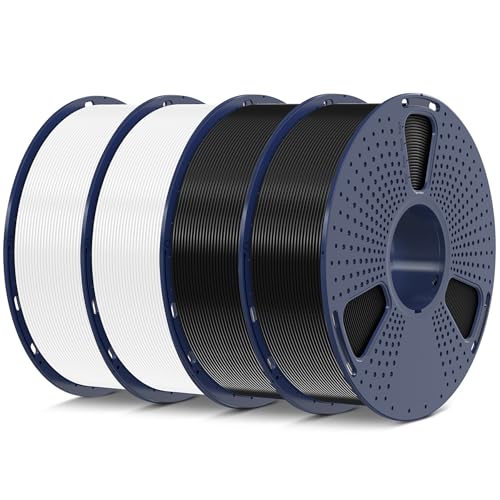 SUNLU 4kg PLA 3D Printer Filament Bundle, Neatly Wound PLA Filament 1.75mm ±0.02mm, Individually Vacuum Packed, 4kg in Total, 1kg per Spool, 4 Pack, 4000g, 4Black