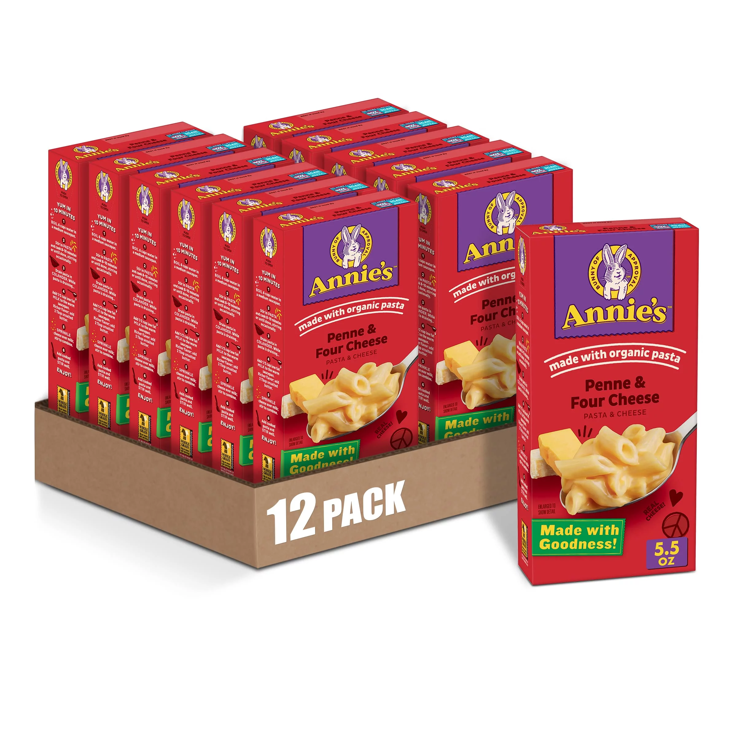 Annies Four Cheese Penne Macaroni and Cheese Dinner with Organic Pasta, 5.5 OZ