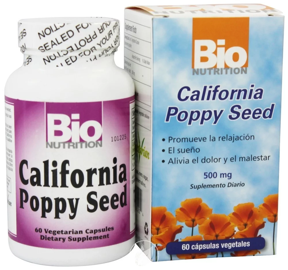 California Poppy Seed 60 VEG CAPS by Bio Nutrition Inc, Pack of 2