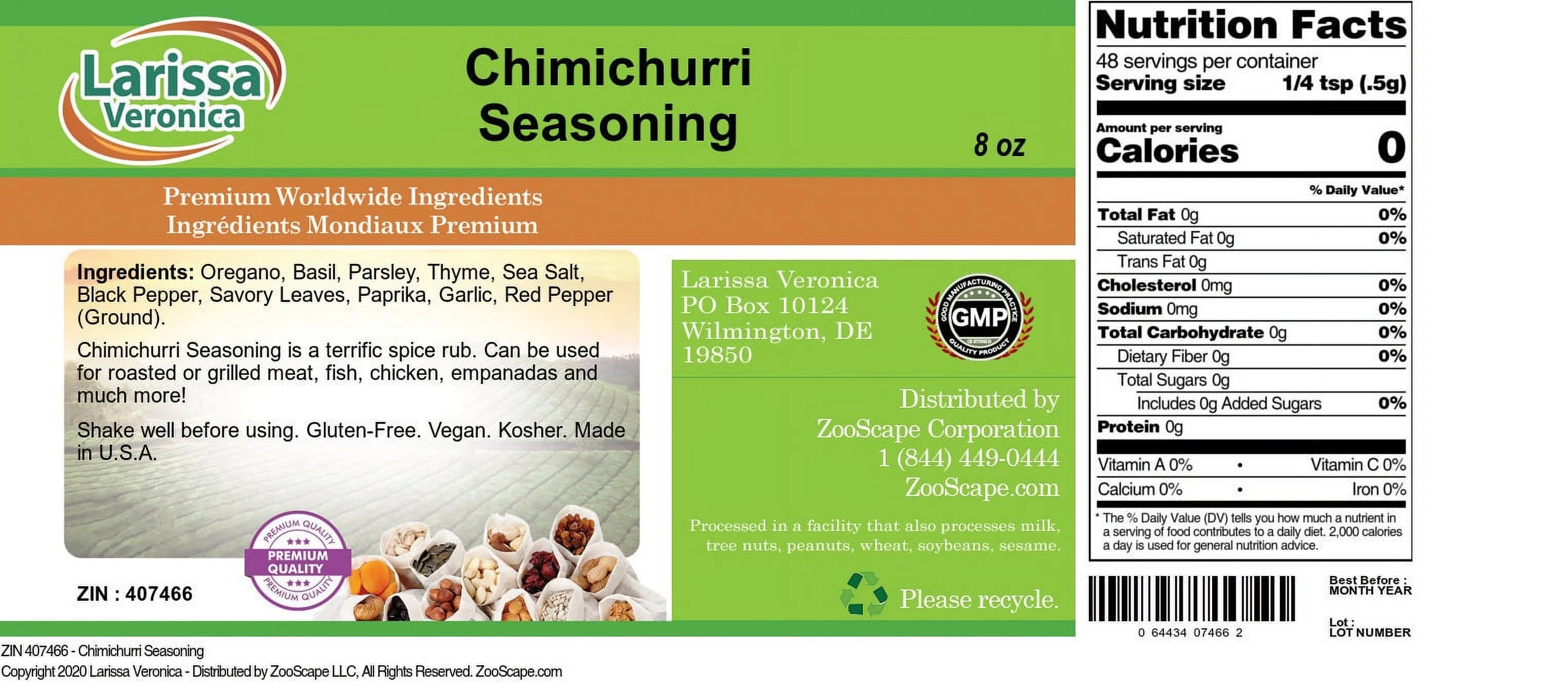 Larissa Veronica Chimichurri Seasoning, (8 oz, 2-Pack, Zin: 407466)