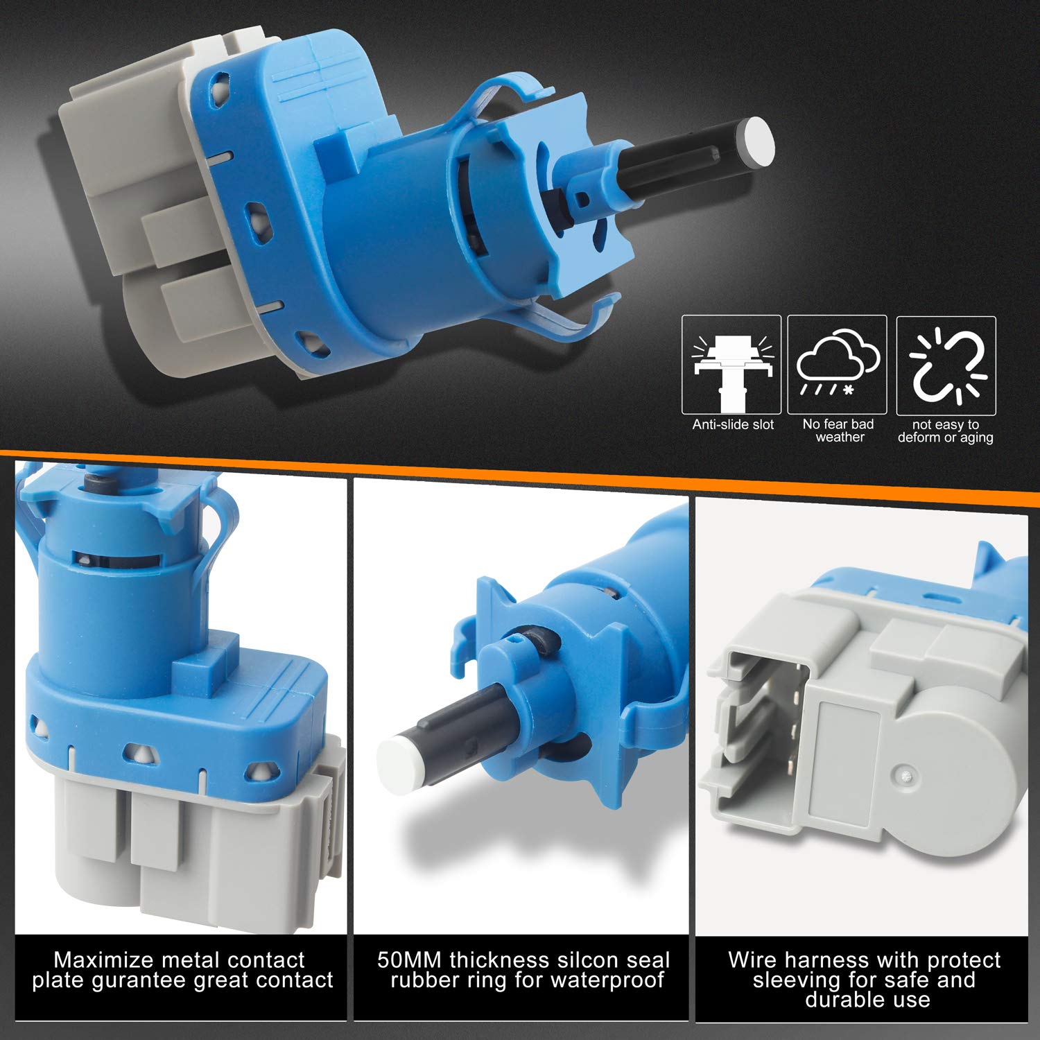 HERCOO Brake Stop Light Switch 4Pins Compatible with Ford F-150 F-250 F-350 Super Duty Focus Fusion Expedition