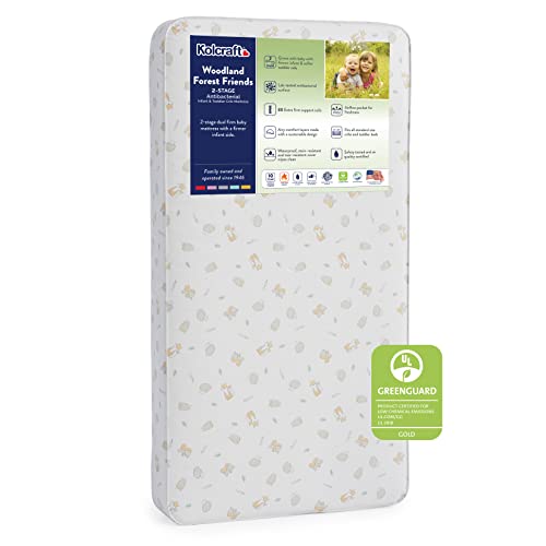 Kolcraft BabyPedic Bubbie Waterproof Crib Mattress plus Toddler Bed Fit, Extra Firm Coils, Airy Comfort, Non Toxic, GREENGUARD Gold Certified, Safety & Quality Tested, Made in USA, 52