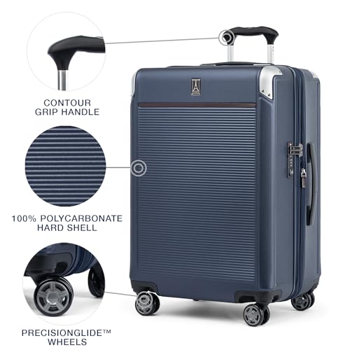 Travelpro Platinum Elite Hardside Expandable Carry on Luggage, 8 Wheel Spinner, TSA Lock, Hard Shell Polycarbonate Suitcase, Metallic Sand, Compact Carry on 20-Inch