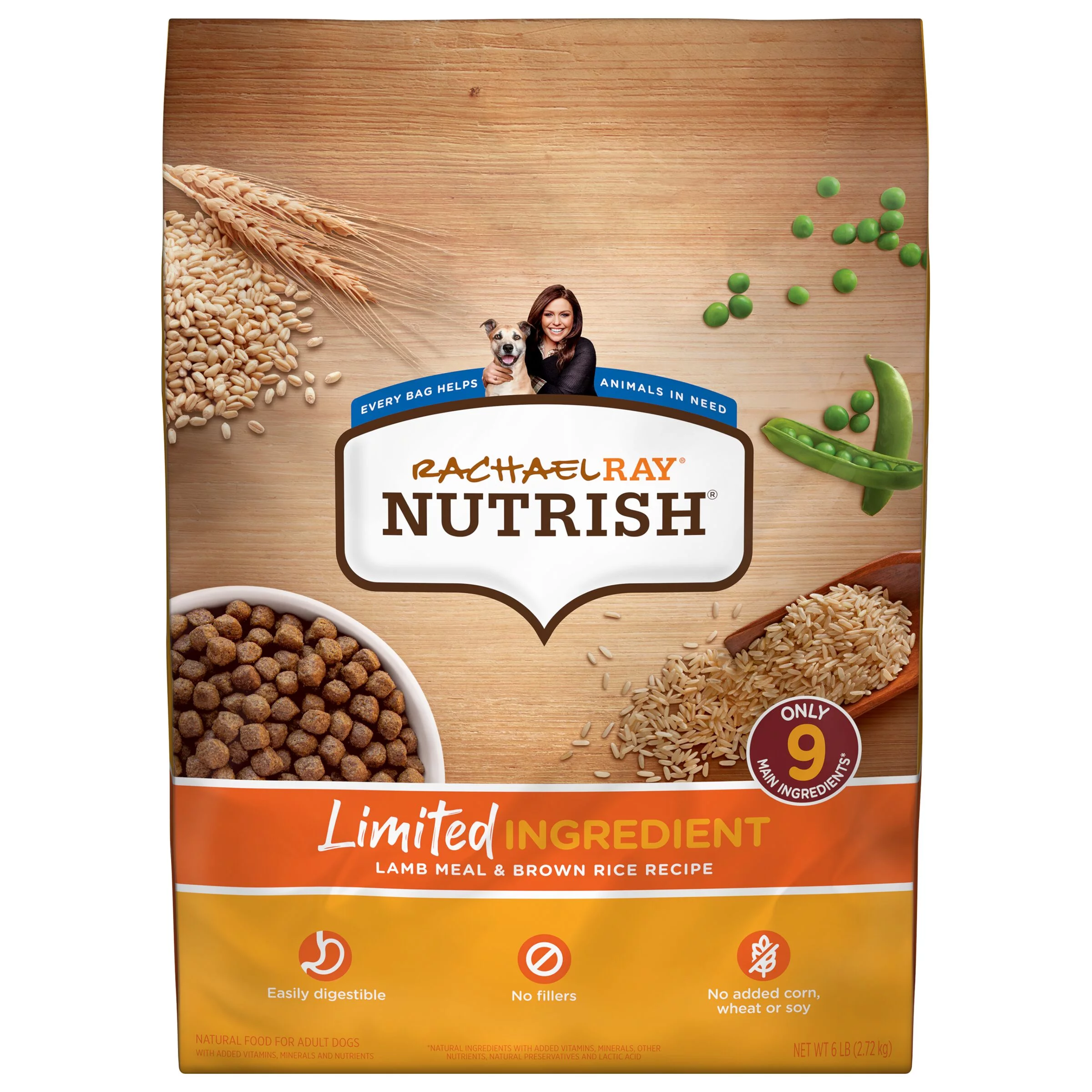 Rachael Ray Nutrish Limited Ingredient Dog Food, Lamb Meal & Brown Rice Recipe, 6 lb. Bag