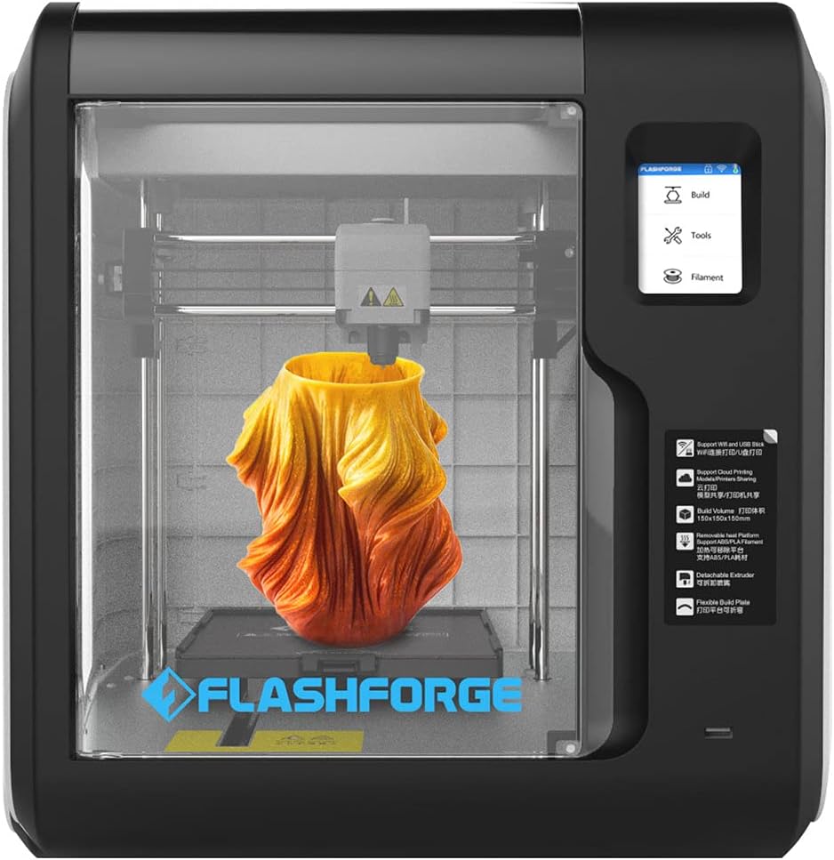FlashForge Adventurer 3 3D Printer Leveling-Free with Quick Removable Nozzle and Heating Bed, Built-in HD Camera, Wi-Fi Cloud Printing