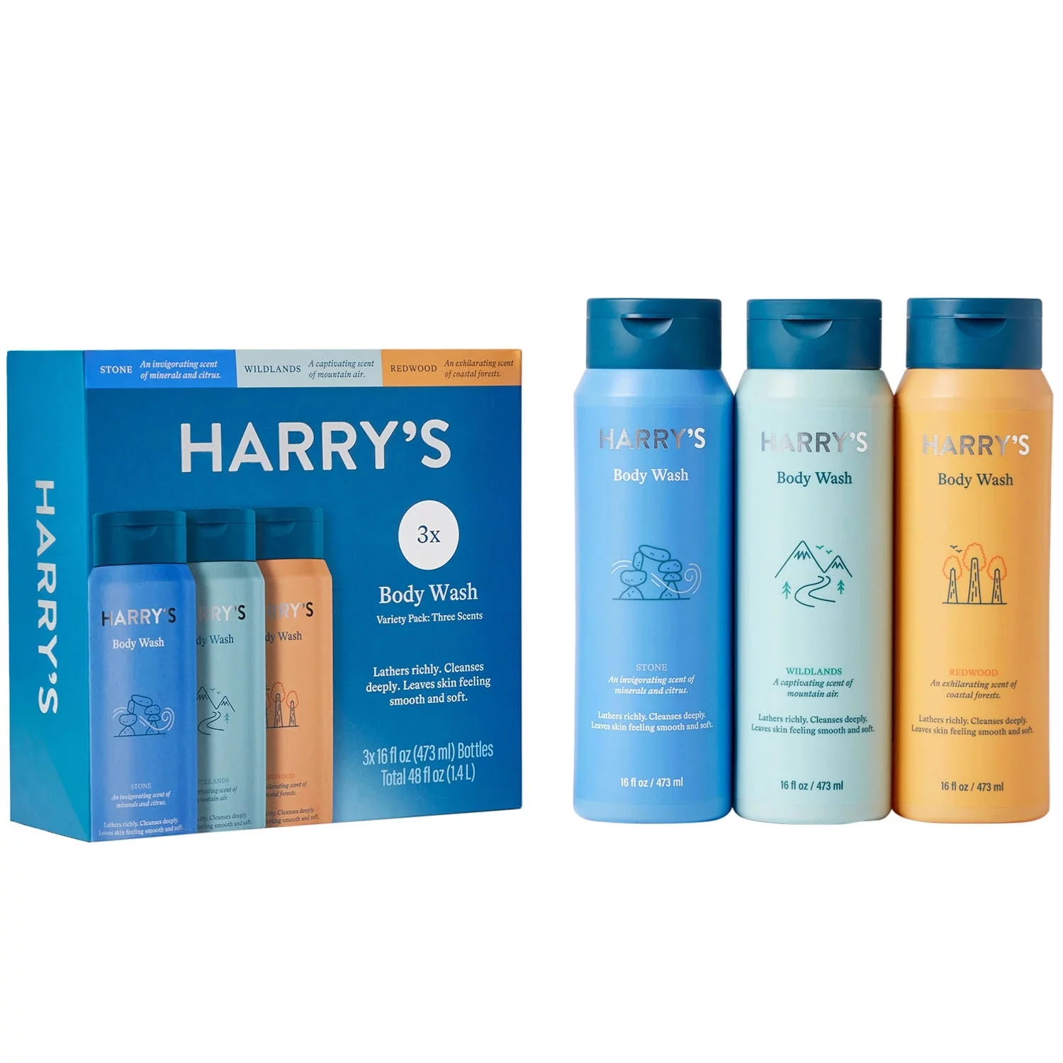 Harry's Body Wash, Variety Pack, 16 Fluid Ounce (Pack of 3)