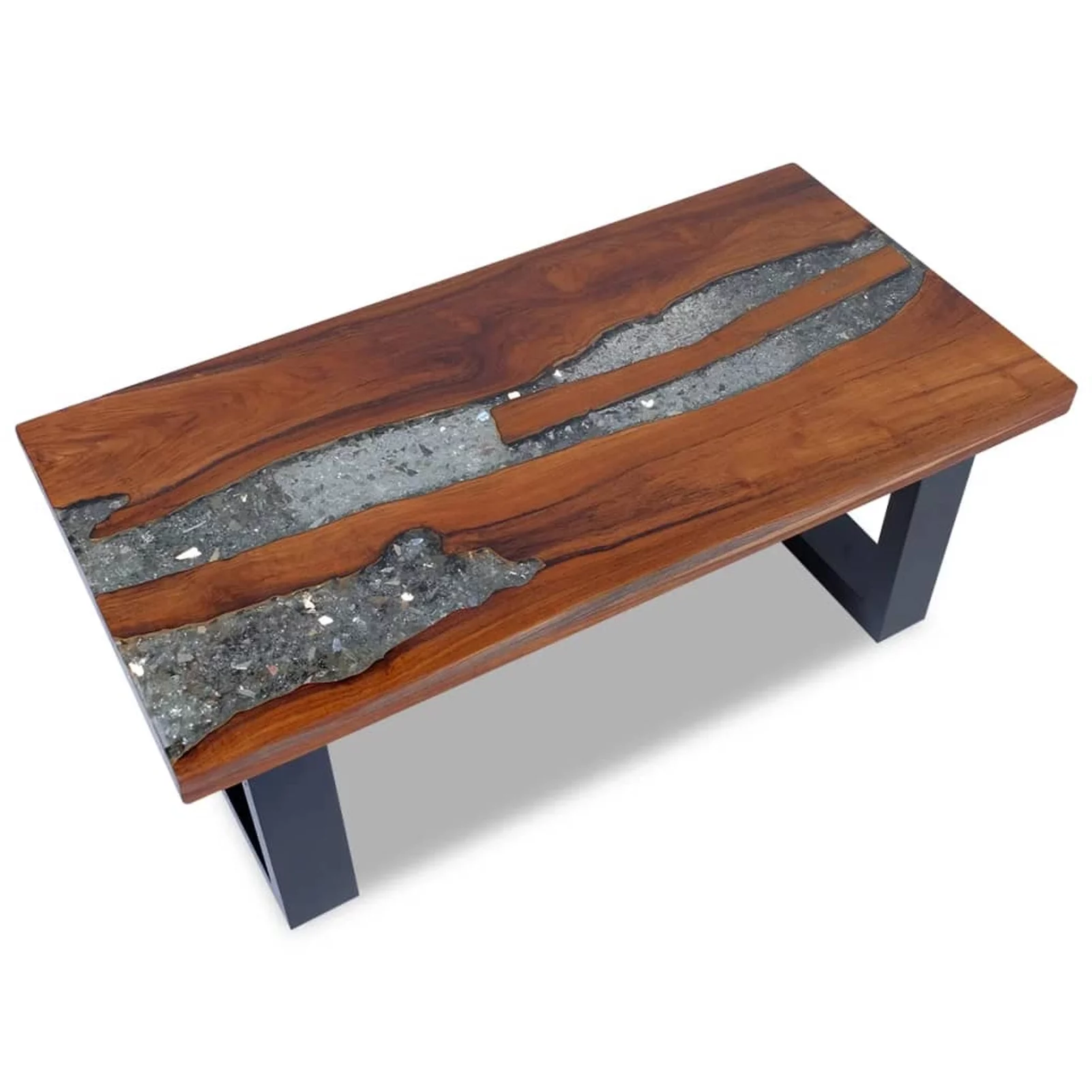 Gecheer Handmade Teak Resin Coffee Table Rustic Home Decor Furniture