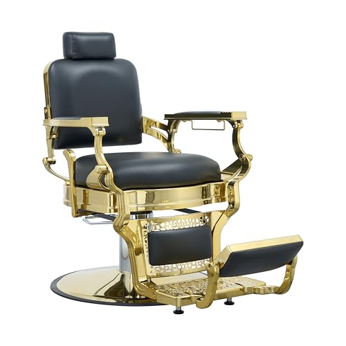 Vintage Barber Chair for Hair Stylist, Heavy Duty Barber Chair for Barbershop, Reclining Hair Salon Chair, Classic Tattoo Massage Beauty Spa Salon Equipment