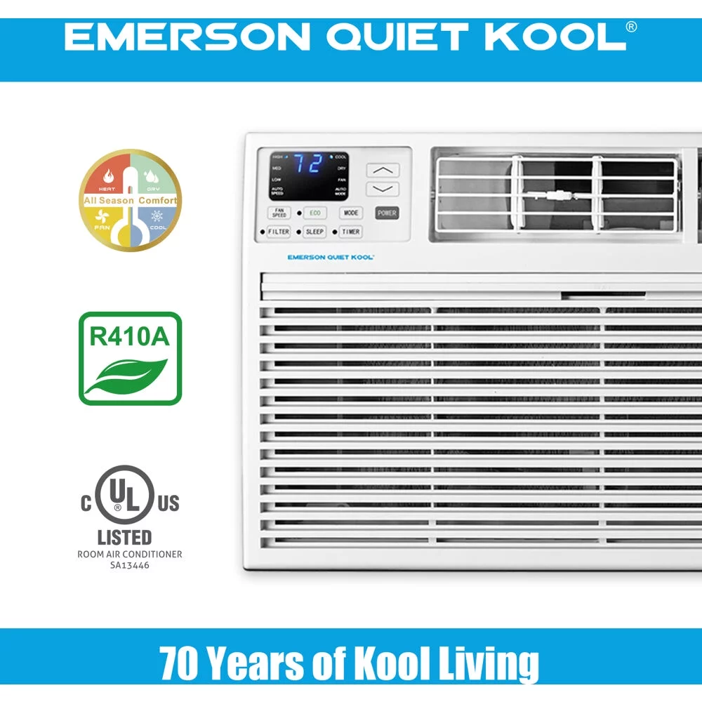 Emerson Quiet Kool 12,000 BTU 230-Volt Through-the-Wall Air Conditioner with Heater, White