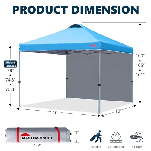 MASTERCANOPY Durable Pop-up Canopy Tent with 1 Sidewall (10'x10',White)