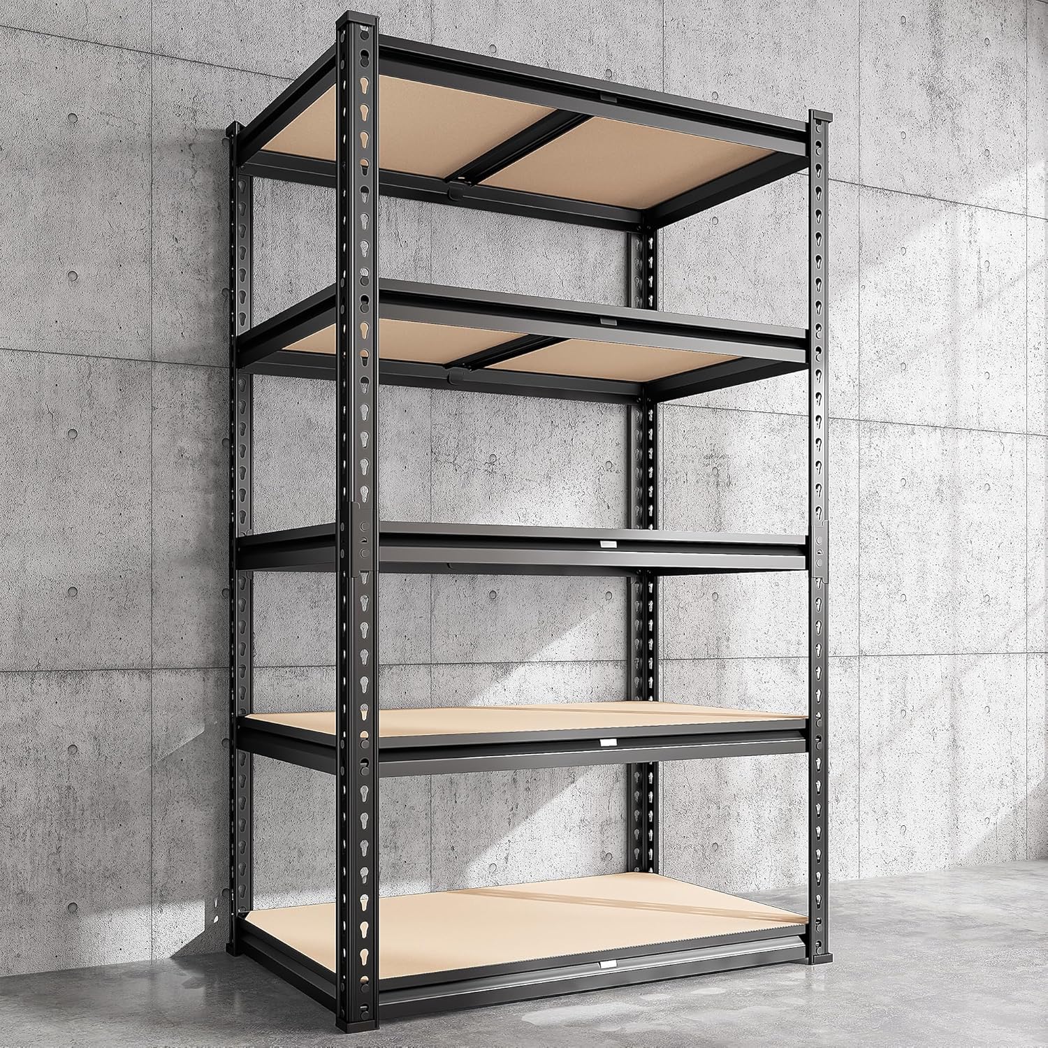 REIBII Garage Shelving 2000LBS Storage Shelves Heavy Duty Shelving 5 Tier Adjustable Metal Shelves for Garage Shelves Sturdy Shelving Unit Storage Rack for Kitchen Pantry Basement, 60