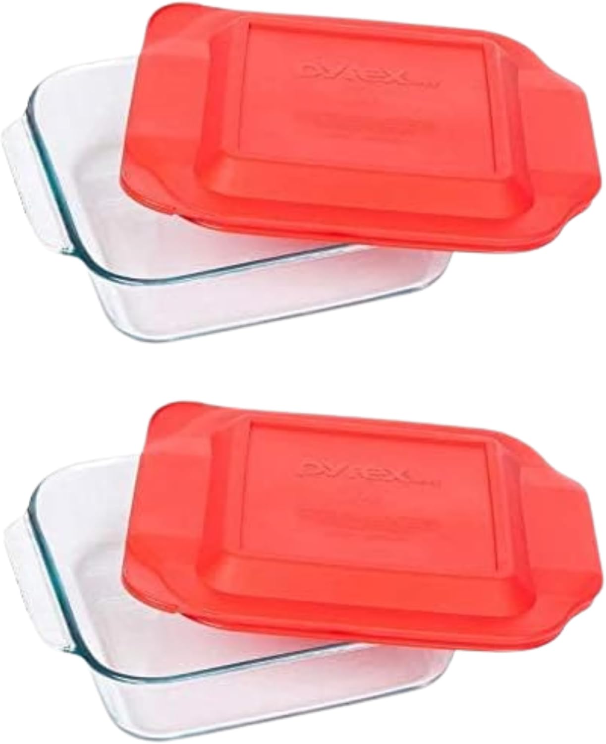 Pyrex Basics 8 Square with red cover (2 PACK)