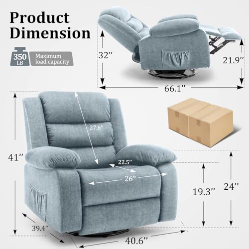 Recliner Chair, Wide Rocker Chair, Rocking Chair with Massage and Heat,360°Swivel Nursery Rocking Chairs, Oversized Recliner for Adults, Cashmere Reclining Sofa for Living Room, Beige