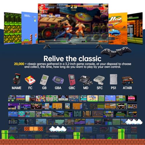Nostalgic Time Machine.Retro Gaming Console 20000+ Games,Game Stick 4k,Video Games with Dual 2.4G Wireless Controllers,2025 Retro Game Stick.64GB